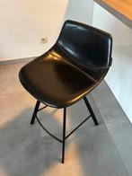 2 zwartlederen barstoelen, Ophalen, Gebruikt, Twee, Zwart