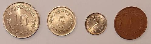 Malte, 10,5,2 et 1 cent (de 1972, '76 et '77), Timbres & Monnaies, Monnaies | Europe | Monnaies non-euro, Série, Enlèvement ou Envoi