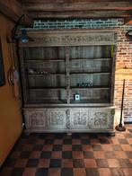 Zware gesculpteerde eiken boekenkast, Ophalen, Zo goed als nieuw, Glas