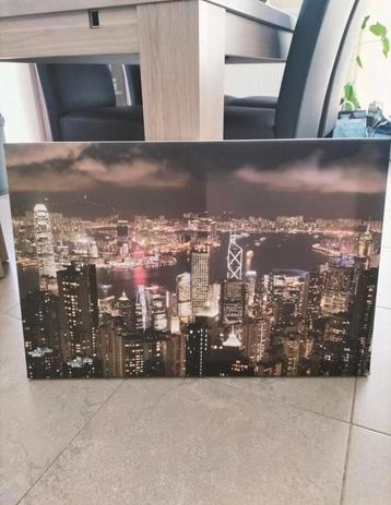 Canvas 'Skyline at Night' 75x50cm beschikbaar voor biedingen