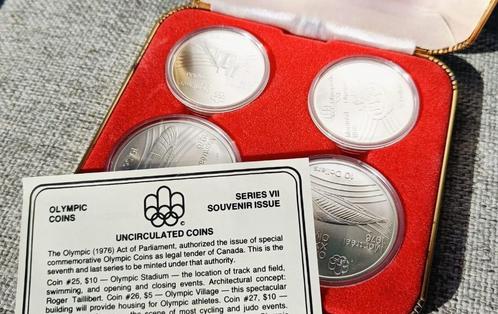 4x Zilveren munten Olympische Spelen Montréal 1976, Postzegels en Munten, Munten | Amerika, Setje, Noord-Amerika, Zilver, Ophalen