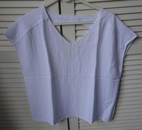 Witte top van linnen/katoen, Kleding | Dames, Topjes, Gedragen, Wit, Korte mouw, Ophalen of Verzenden