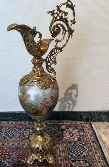 Aiguière/Amphore Bronze Porcelaine Haut 78 x Larg 30 cm