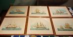 litho's 6 stuks oude zeilboten, Antiek en Kunst, Kunst | Schilderijen | Klassiek, Ophalen of Verzenden