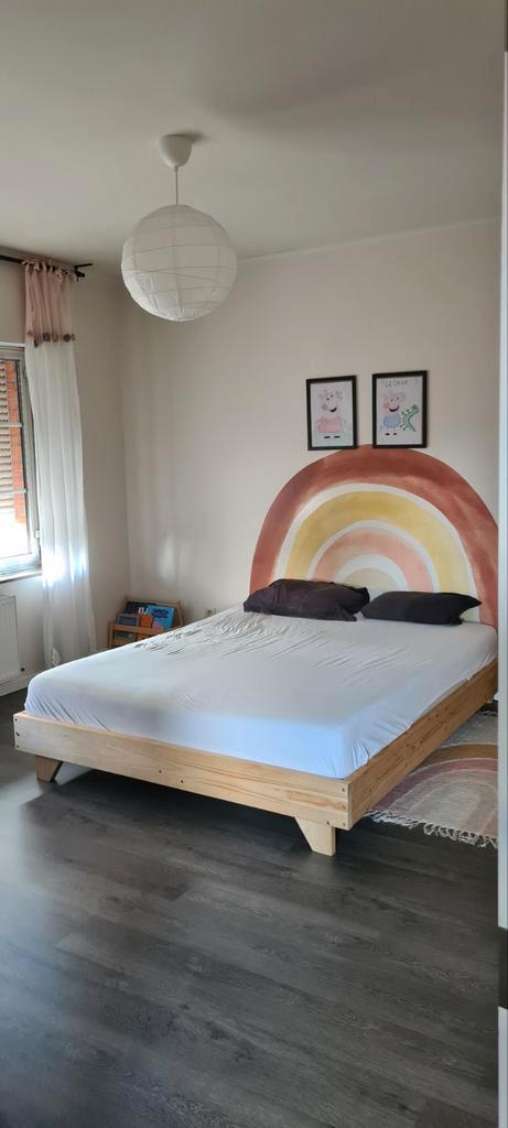 Handgemaakt massief grenen bed 35mm dik, 2x behandeld, Huis en Inrichting, Slaapkamer | Bedden, Nieuw, 200 cm, Ophalen