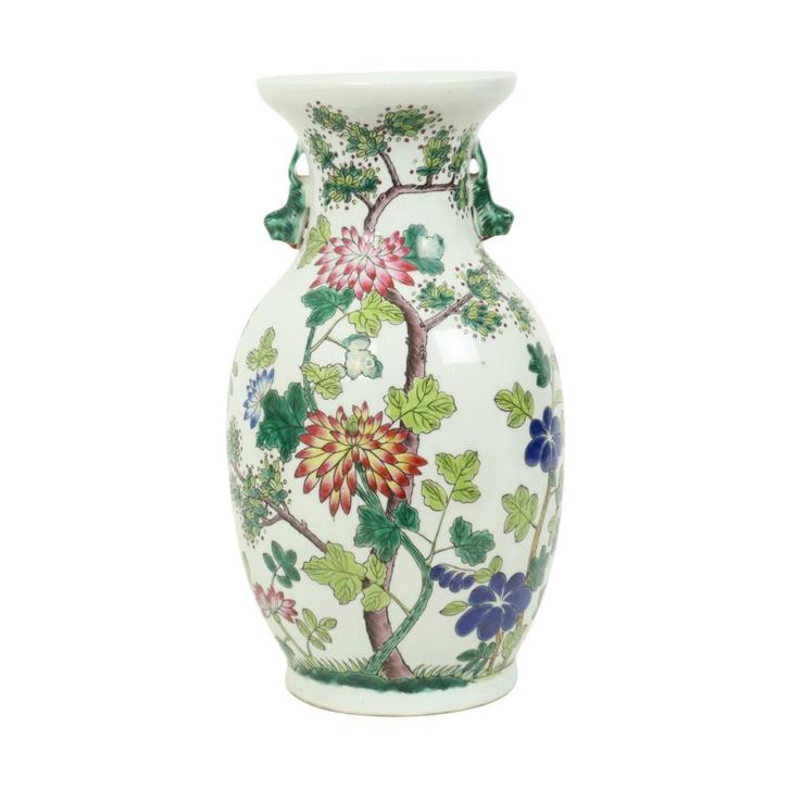 Chinees Porselein Vintage Bloemen Vaas Famille Rose 31cm, Maison & Meubles, Accessoires pour la Maison | Vases, Utilisé, Blanc