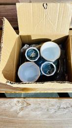 Nieuwe Set kopjes en bordjes Apilco Yves Deshoulieres 4 stuk, Ophalen of Verzenden, Nieuw, Porselein, Kop en/of schotel