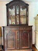 Prachtige vitrine kast 1880-1910 eik, Antiek en Kunst, Antiek | Meubels | Kasten, Ophalen