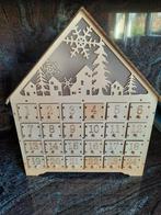 Kerst, adventskalender in hout met verlichting, Diversen, Ophalen of Verzenden, Zo goed als nieuw