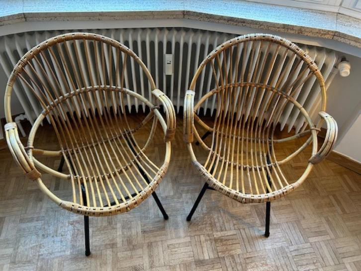 2 Vintage rotan stoelen (Rohe Noordwolde), Antiek en Kunst, Antiek | Meubels | Stoelen en Sofa's, Ophalen