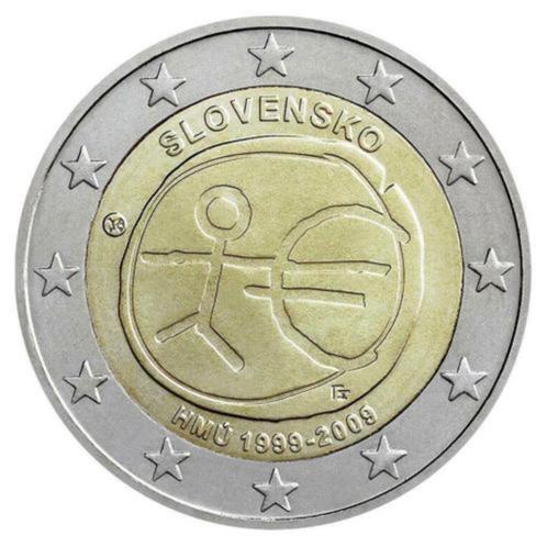 2 euros Slovaquie 2009 - 10 ans de l'UEM (UNC), Timbres & Monnaies, Monnaies | Europe | Monnaies euro, Monnaie en vrac, 2 euros