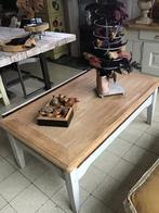 Eiken salontafel met doorlopende schuif, Huis en Inrichting, Tafels | Salontafels, Ophalen, 100 tot 150 cm, Eikenhout, 50 tot 100 cm