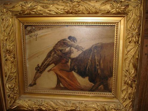 Constantin MEUNIER °1831-1905 'L'estocade' huile/hardboard, Antiquités & Art, Art | Peinture | Classique, Enlèvement