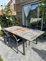 Volledig tuinset met uittrekbare eettafel en 4 stoelen, Ophalen, Gebruikt, Metaal, Stapelbaar