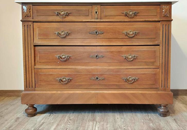 Houten commode met marmeren blad, Huis en Inrichting, Kasten | Ladekasten, Ophalen