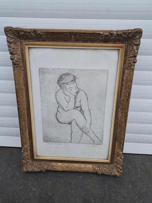 eau forte epreuve d artiste signe edgar degas, Antiek en Kunst, Kunst | Etsen en Gravures, Ophalen of Verzenden