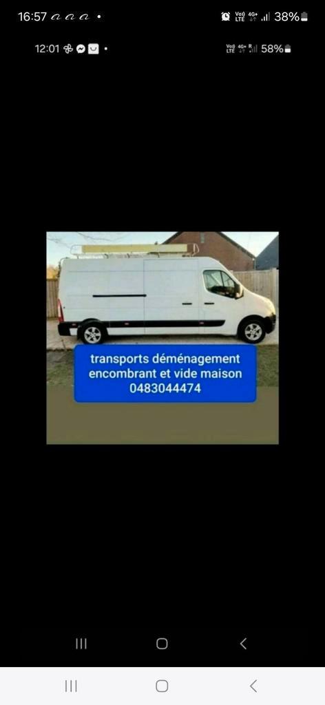 Transport déménagement et amcombrant vide maison  0483044474, Diensten en Vakmensen, Verhuizers en Opslag