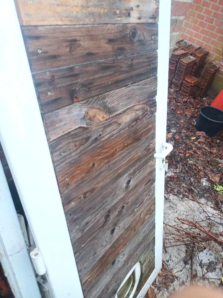 PVC deur met kattenluik / buitendeur met houten afwerking, Doe-het-zelf en Bouw, Deuren en Vliegenramen, Gebruikt, Buitendeur