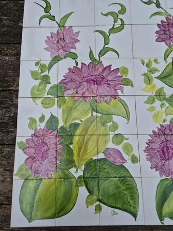 2x afbeelding bloemen 2x18 dunne losse tegels 15x15cm beschikbaar voor biedingen