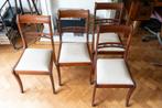 4 Chaises en noyer + garnissage au top, Huis en Inrichting, Stoelen, Ophalen, Hout, Gebruikt, Bruin