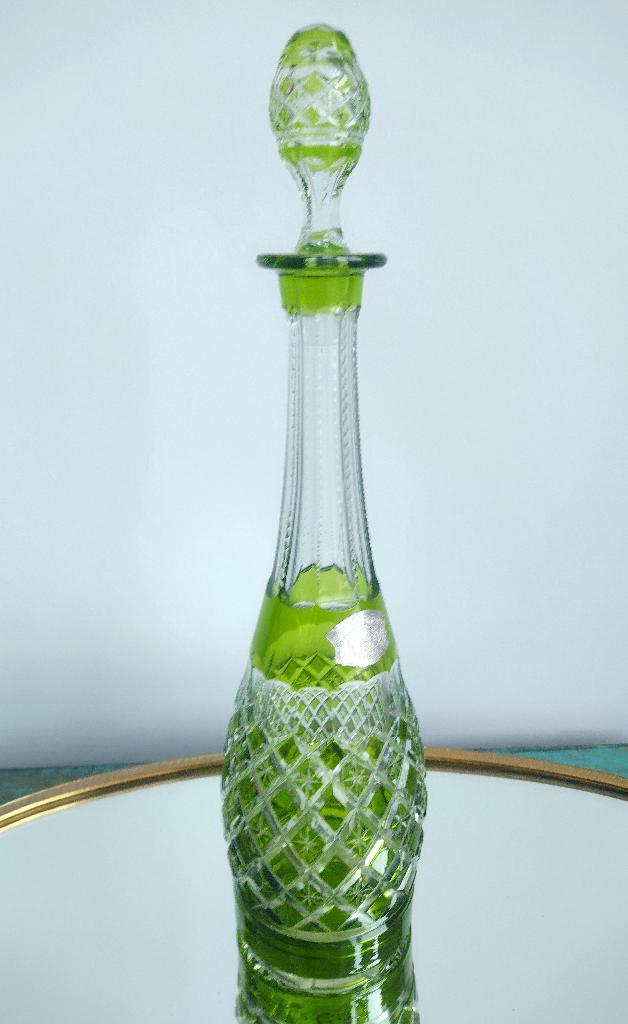 Val Saint Lambert Grote karaf Carlton "Vert de Chine", Antiek en Kunst, Antiek | Glaswerk en Kristal, Ophalen of Verzenden
