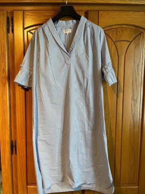 Lichtblauw-wit gestreept kleedje, Kleding | Dames, Jurken, Zo goed als nieuw, Maat 42/44 (L), Blauw, Onder de knie, Verzenden