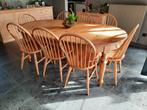Eettafel, van rond tot ovaal, met 8 stoelen, Huis en Inrichting, Ophalen, Gebruikt, 100 tot 150 cm, Landelijk