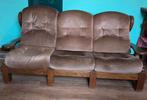 Houten driezit zetel / sofa, Huis en Inrichting, Ophalen, Gebruikt, Driepersoons, Rechte bank