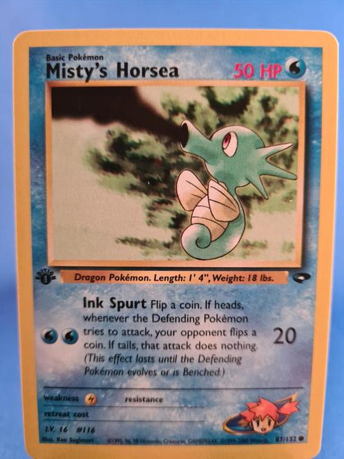 Misty's Horsea 87/132 - Gym Challenge (1st edition), Hobby en Vrije tijd, Verzamelkaartspellen | Pokémon, Zo goed als nieuw, Verzenden