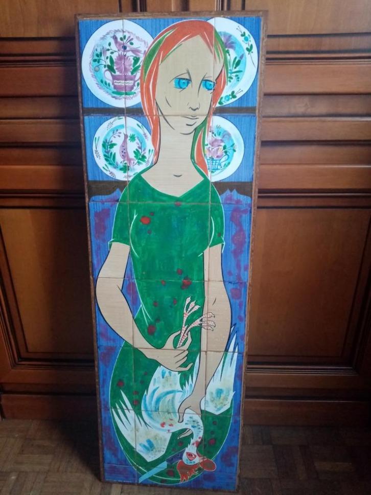 Keramische wandbord/deco van Dries van den Broeck 97cm, Antiek en Kunst, Antiek | Keramiek en Aardewerk, Ophalen