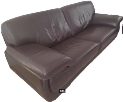 Bruine lederen zetels (3-zit en 2-zit) (apart of tesamen), Huis en Inrichting, Fauteuils, Gebruikt, Leer, 125 cm of meer, 100 tot 125 cm
