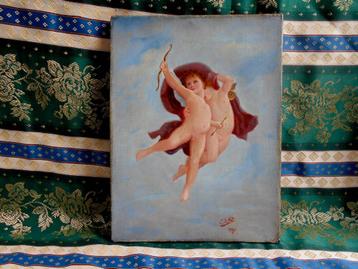 Putti/Angels/19e eeuwse schilderij/ gesigneerd en gedateerd 