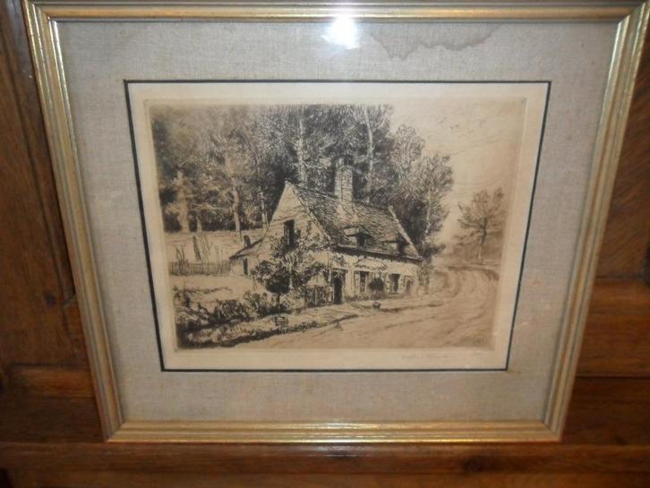 Ets van BASTIEN Alfred, (Elsene 1873 - Ukkel 1955), Antiek en Kunst, Kunst | Etsen en Gravures, Ophalen of Verzenden