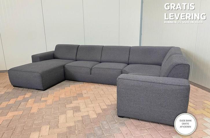 Grote Grijze Stoffen U-Hoekzetel – Gratis Levering NL & BE, Maison & Meubles, Canapés | Salons, Comme neuf, Banc d'angle, Quatre personnes ou plus