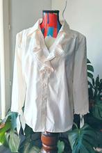 CHRISTINE LAURE Crèmekleurige blouse met ruches en strikjes, Ophalen of Verzenden