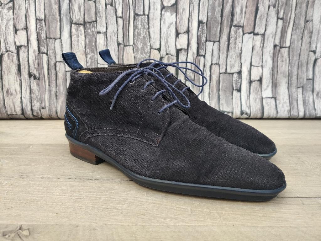 Floris van Bommel blauw suede herenschoenen - Maat 42, Floris van Bommel, Zo goed als nieuw, Veterschoenen, Verzenden