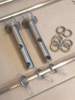 2x dubbele gordijnroede RVS L 165 cm, met 2x RVS voetsteun, Huis en Inrichting, Ophalen