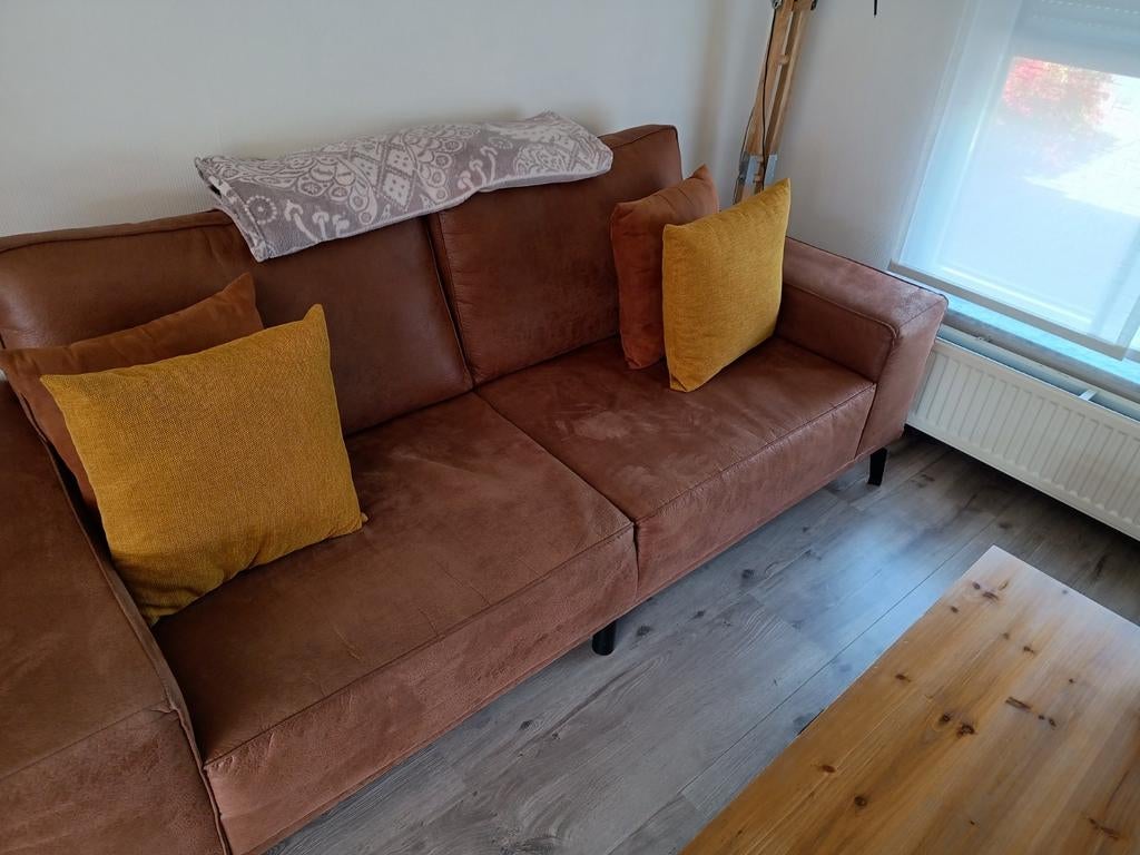 Mooie bruine 3 zit inclusief kussens Velvet ., Ophalen, Zo goed als nieuw, Leer