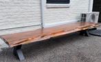 Massieve eiken boomstambank 2m95 design stuk, Tuin en Terras, Tuinbanken, Ophalen, Zo goed als nieuw