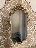 Antieke koperen spiegel + koperen sokkel, Antiek en Kunst, Ophalen