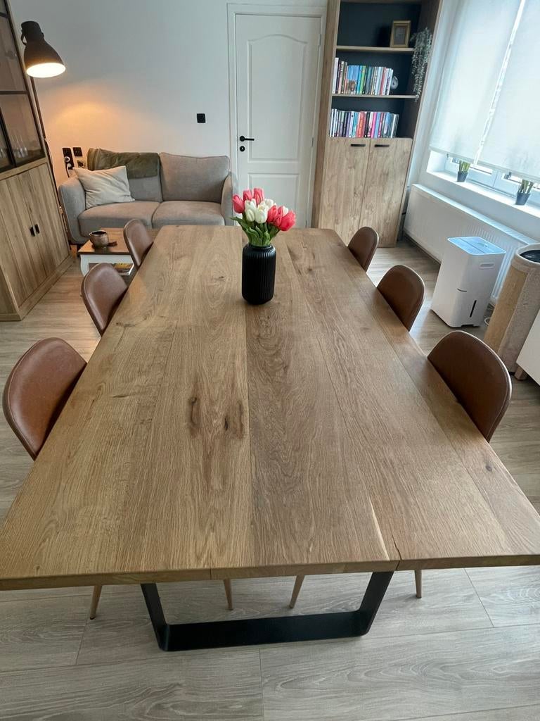 Volhouten eettafel 200x100, Huis en Inrichting, Tafels | Eettafels, 50 tot 100 cm, Zo goed als nieuw, Vijf personen of meer, 150 tot 200 cm
