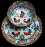 Chinees bord + kommetje met hanen., Antiek en Kunst, Ophalen of Verzenden