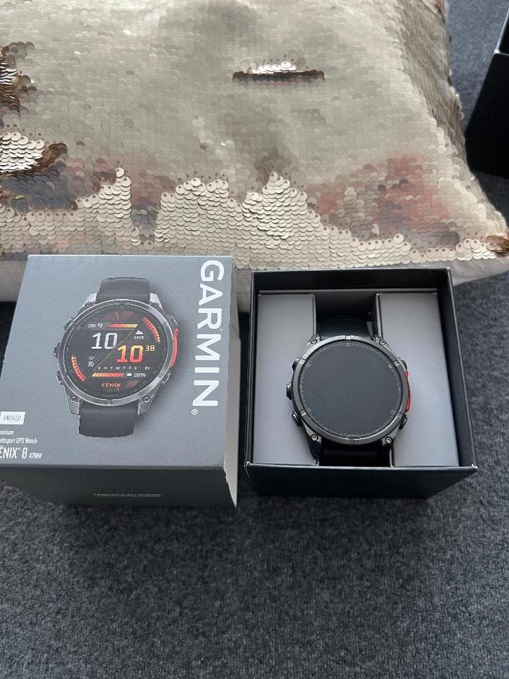 Te koop: Garmin Fenix 8 – 47 mm (NIEUW), Handtassen en Accessoires, Sporthorloges, Nieuw, Zwart, Afstand, Calorieverbanding, Conditie