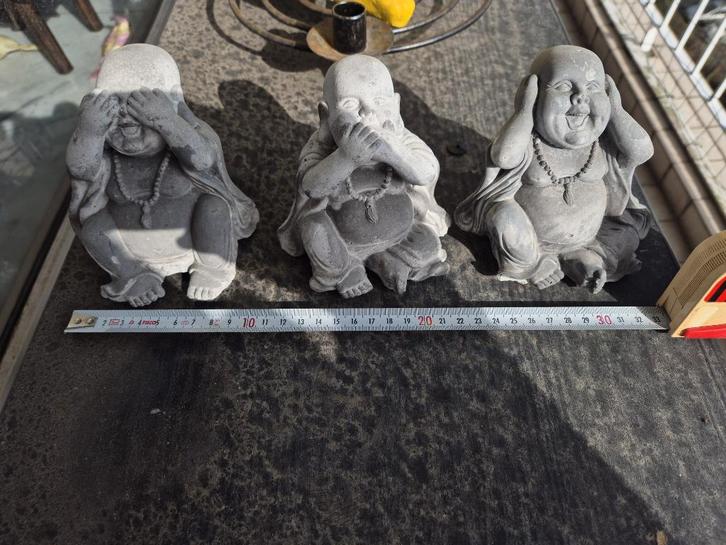 Lot de 3 statues bouddha sagesse – déco jardin / intérieur, Maison & Meubles, Accessoires pour la Maison | Statues de Bouddha