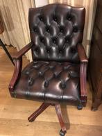 LEDEREN BUROSTOEL - ARMSTOEL LEDER - BUREAUSTOEL Eichholtz, Enlèvement, Utilisé, Brun, Chaise de bureau