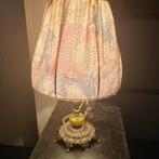 Vintage messing tafellamp met gele onyx steen, Ophalen of Verzenden