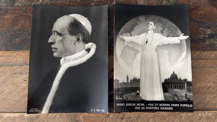 2 historische ansichtkaarten Paus Pius XII (Eugenio Pacelli), Verzamelen, Religie, Zo goed als nieuw, Christendom | Katholiek