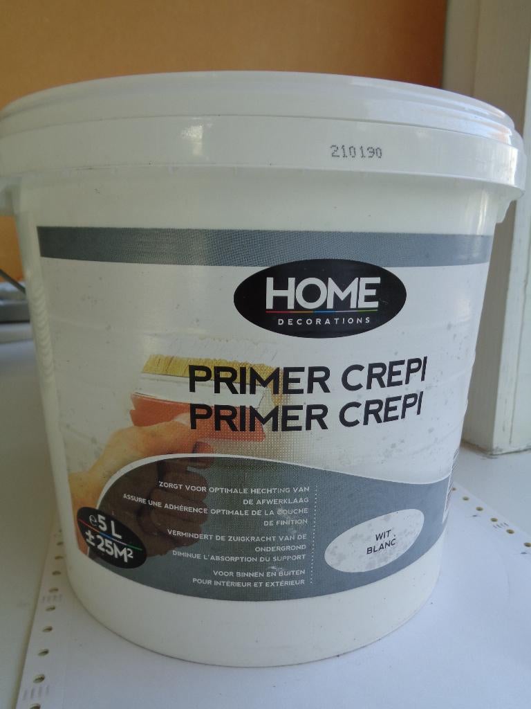 Primer Crepi 5 litres - couleur : blanc, Bricolage & Construction, Peinture, Vernis & Laque, Comme neuf, Peinture, Blanc, Enlèvement