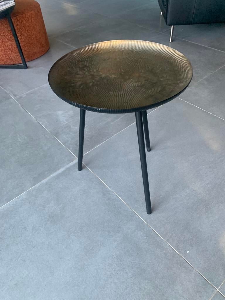 Bijzettafel, Huis en Inrichting, Tafels | Bijzettafels, Minder dan 55 cm, Metaal of Aluminium, Rond, Zo goed als nieuw