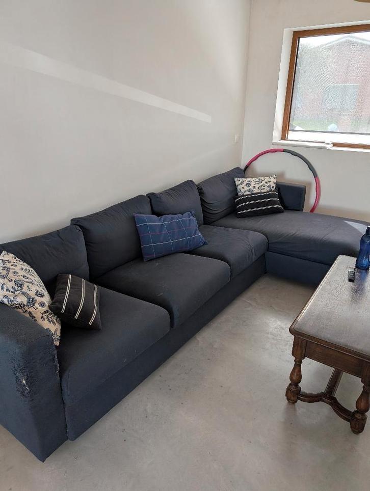 Zetel, Huis en Inrichting, Zetels | Zetels, Gebruikt, Hoekbank, Vierpersoons of meer, 300 cm of meer, 75 tot 100 cm, Stof, Ophalen